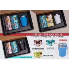 Set Of 2 Tea Bag Boxes With Foggy SS Mug